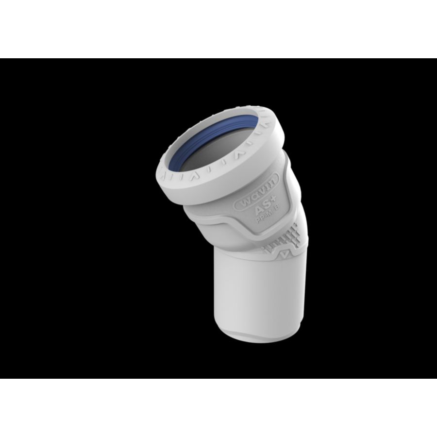Bocht PP AS+ geluidsarm 30° lichtgrijs 50mm mof x spie