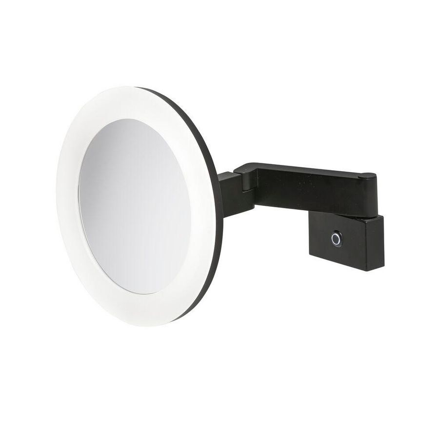 LED Scheerspiegel 2-armig 3x vergrotend ø250mm Mat zwart MIRROR