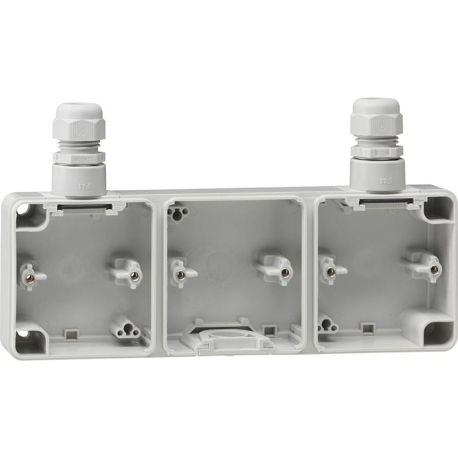 Bodemdeel 3-voudig 2xM20 spatwaterdicht opbouw grijs