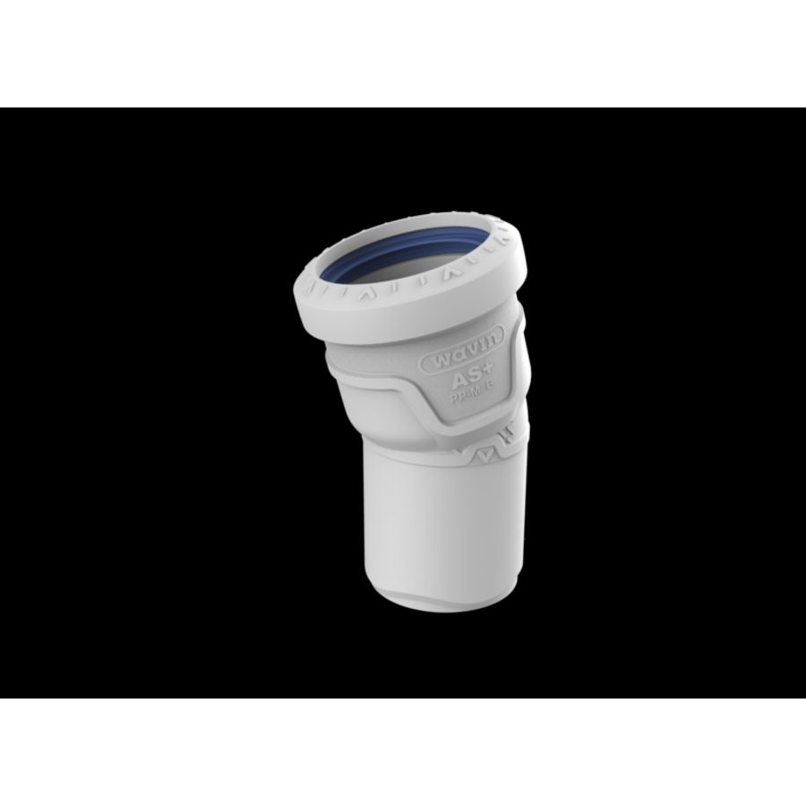 Bocht PP AS+ geluidsarm 15° lichtgrijs 50mm mof x spie