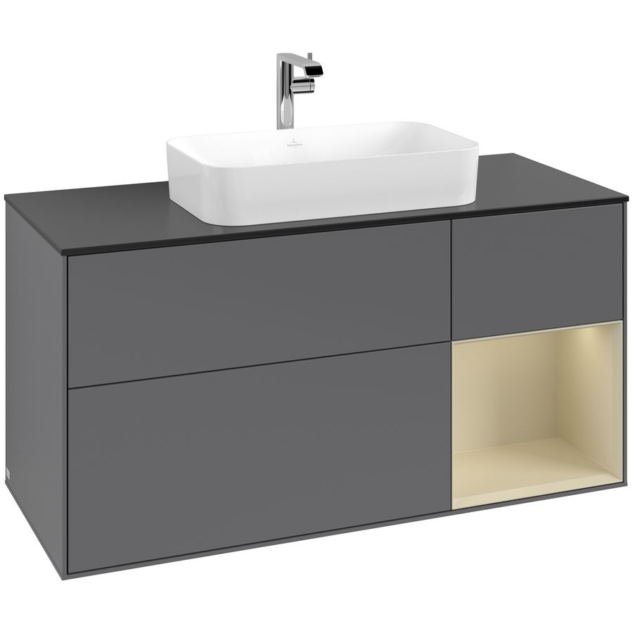 Wastafelonderkast Finion 1200x603x501mm Antr. Matt Lacquer F302HJGK