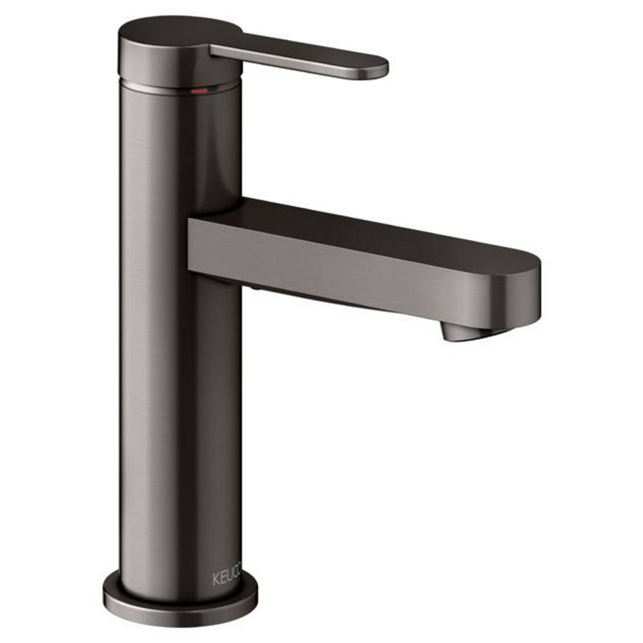 1-hendel wastafelmengkraan 100 afvoergarn/IXMO Flat/rond titaanzwart geb