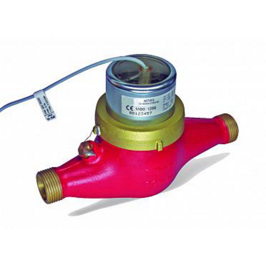 Debietmeter MTW25H 1mm 2,5L puls Tmax 90gr.C incl. kopp.