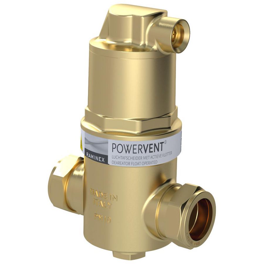 Luchtafscheider POWERVENT-INLINE DN25 28mm knel max 10bar VVE=6