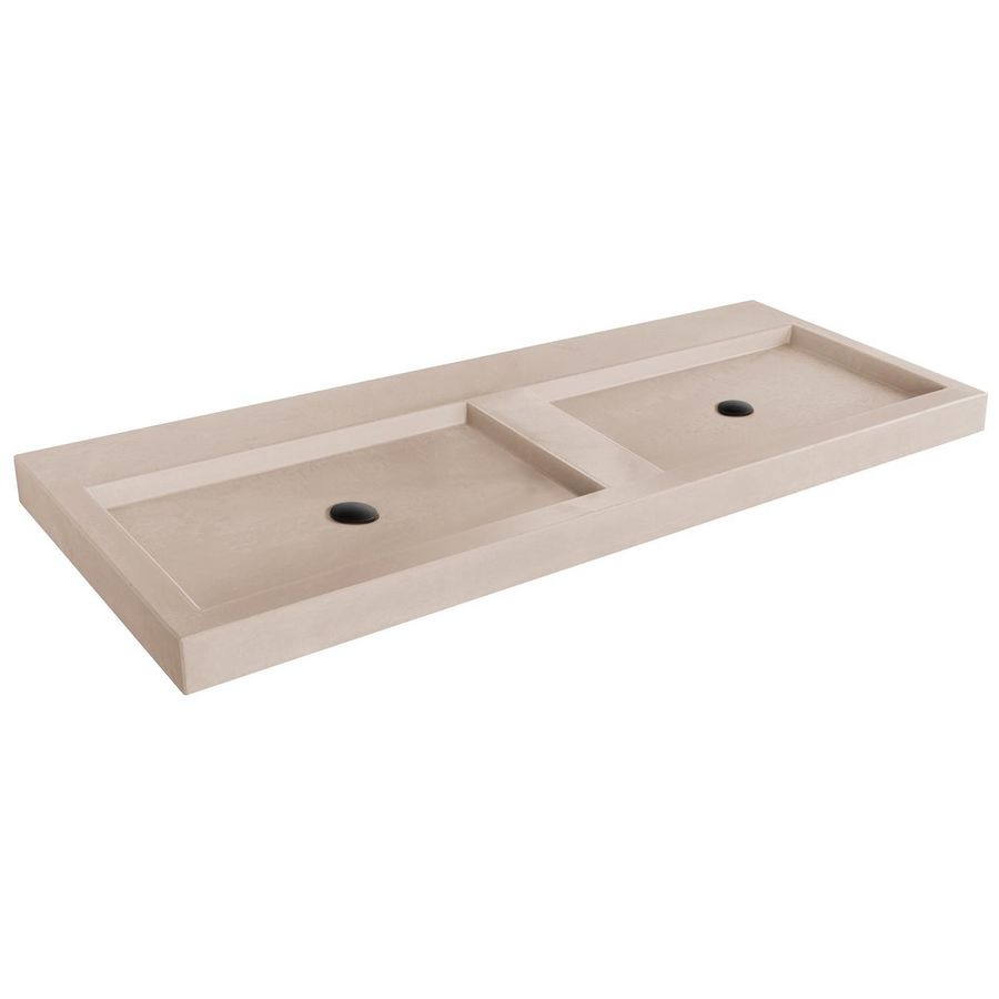 Wastafel 221 Beton Sand Clear 120,5cm 2x kom zonder kraangat (i.c.m. meubel)