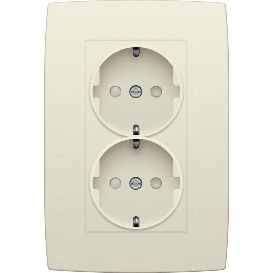 Dubbel stopcontact randaarde beschermingsafsluiters cream