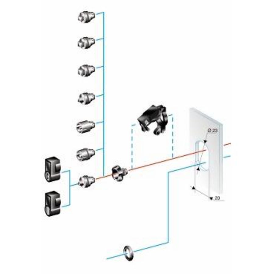 Slot met afdekplaatje zonder handgreep Dubbelbaard 5mm