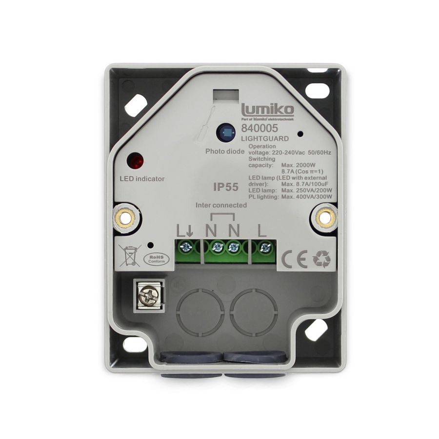 Schemerschakelaar opbouw 230V 10A lux instelbaar 5-10,000lux