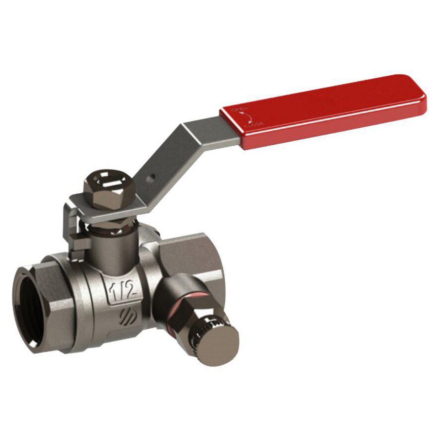 Kogelkraan V3000B DN32 F/F 1.1/4 30bar aftapkraantje+stop