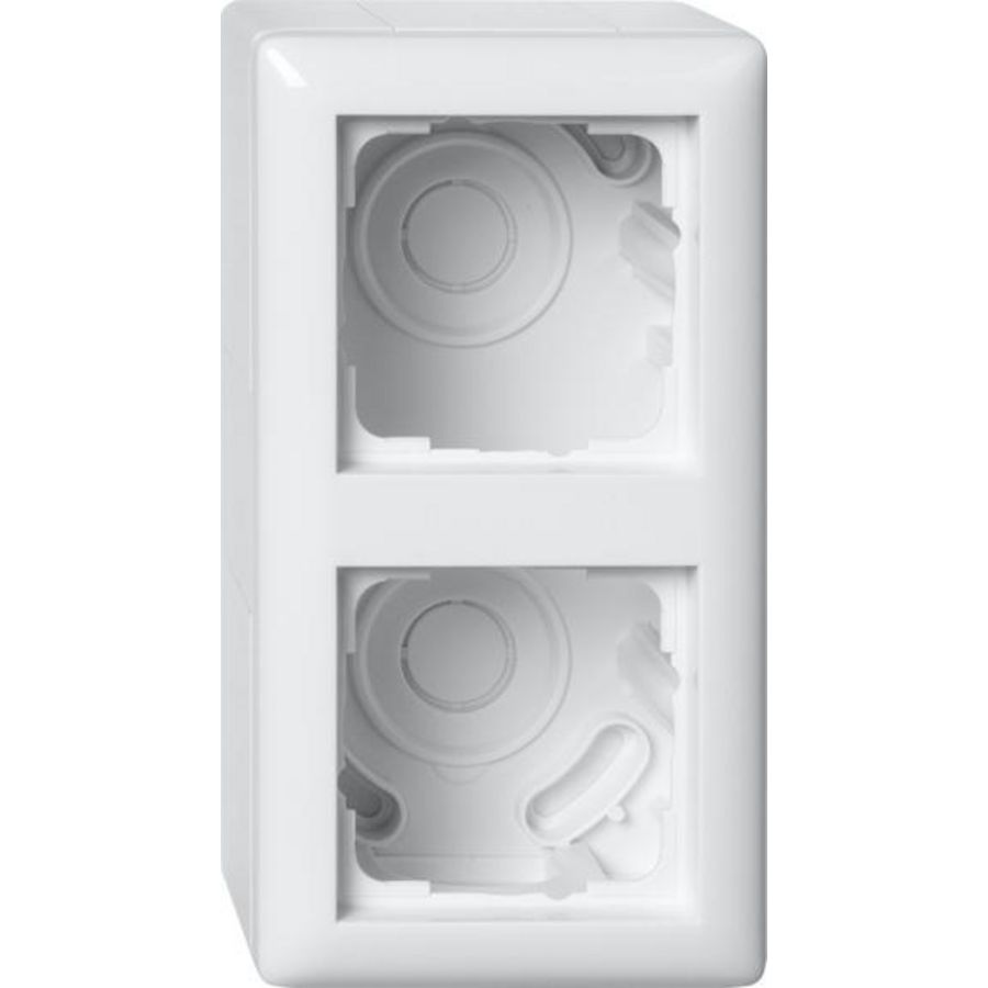 opbouwbehuizing 2-voudig + Afdekraam Gira Standard 55 zuiver wit