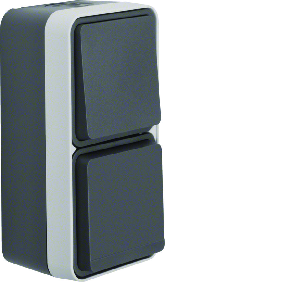 Combi contactdoos + wisselschakelaar+behuizing W.1 ECO grijs