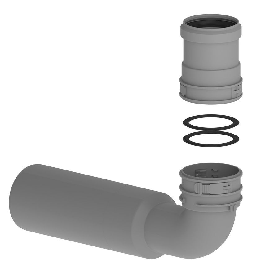 Koppelset MINIFLEX rookgasafvoer bocht PP 80-60 90°