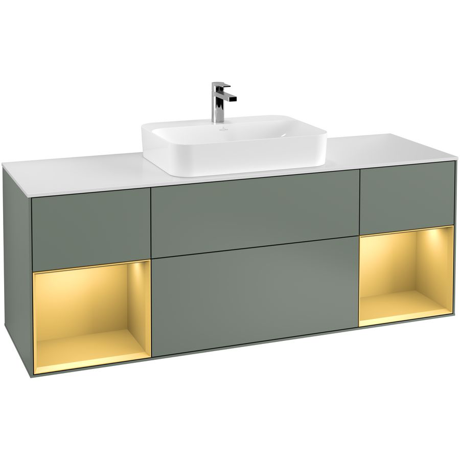 Wastafelonderkast Finion 1600x603x501mm Olive Matt Lacquer F451HFGM
