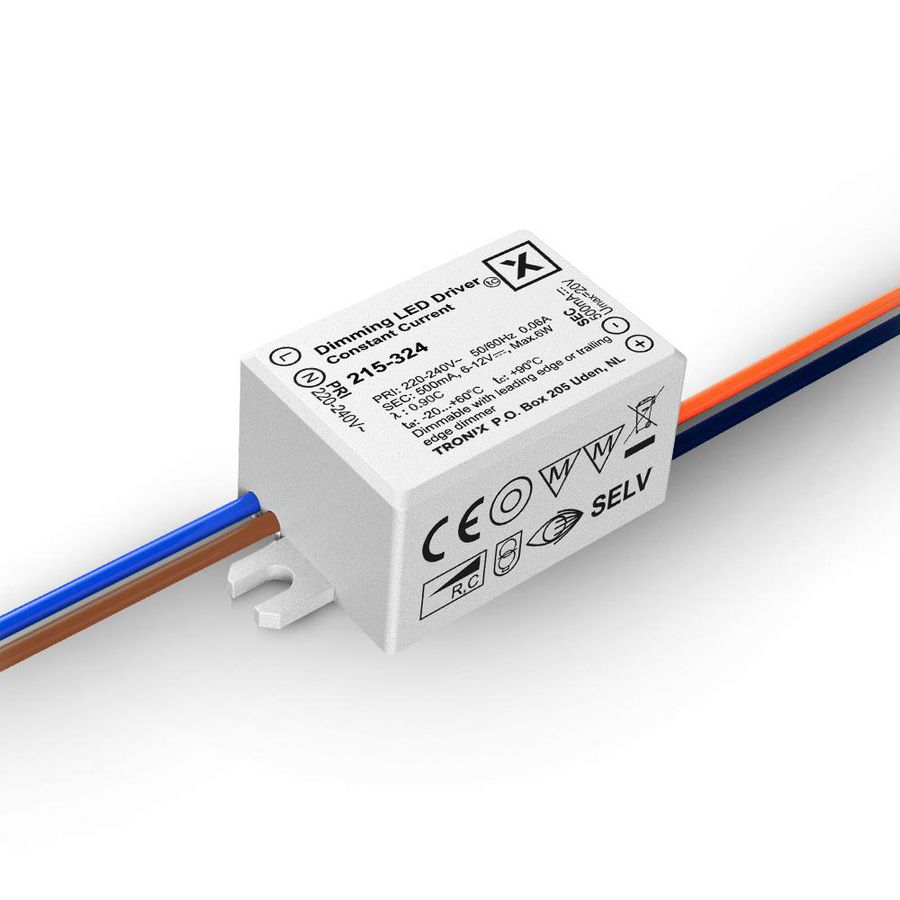 Voeding LED 500mA 6W IP20 flikker vrij dimbaar