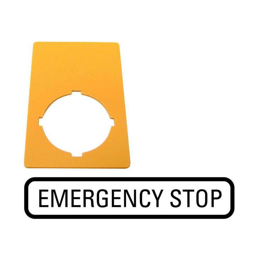 Schild Nood-Uit geel HxB=50x33mm "Emergency Stop" VVE=10