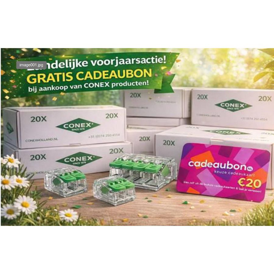 Actie hersluitbare lasklemmen, GRATIS cadeaubon t.w.v. €20