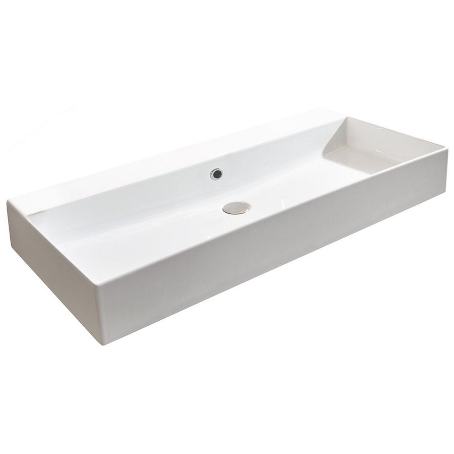 Wastafel 26 keramiek glans wit 91cm 1x kom zonder kraangat