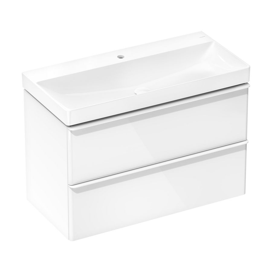 Onderkast wit hoogglans 980x475mm 2x la greepkleur mat wit tbv wastafel Xelu Q 54031700