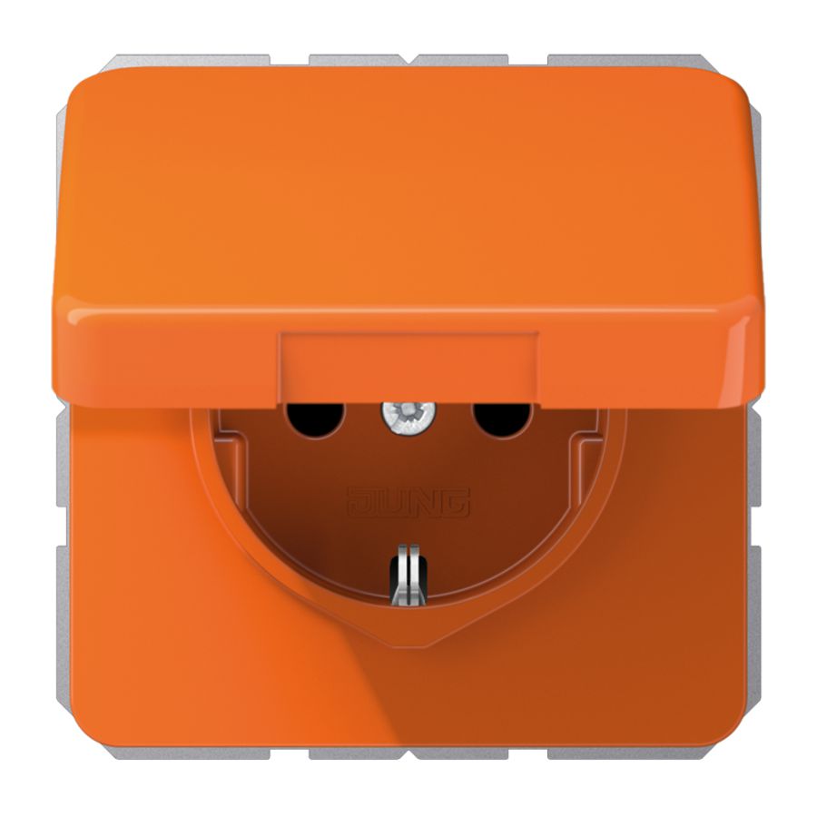 Wandcontactdoos oranje m.R/A&ki.beveil.&klapd. CD500