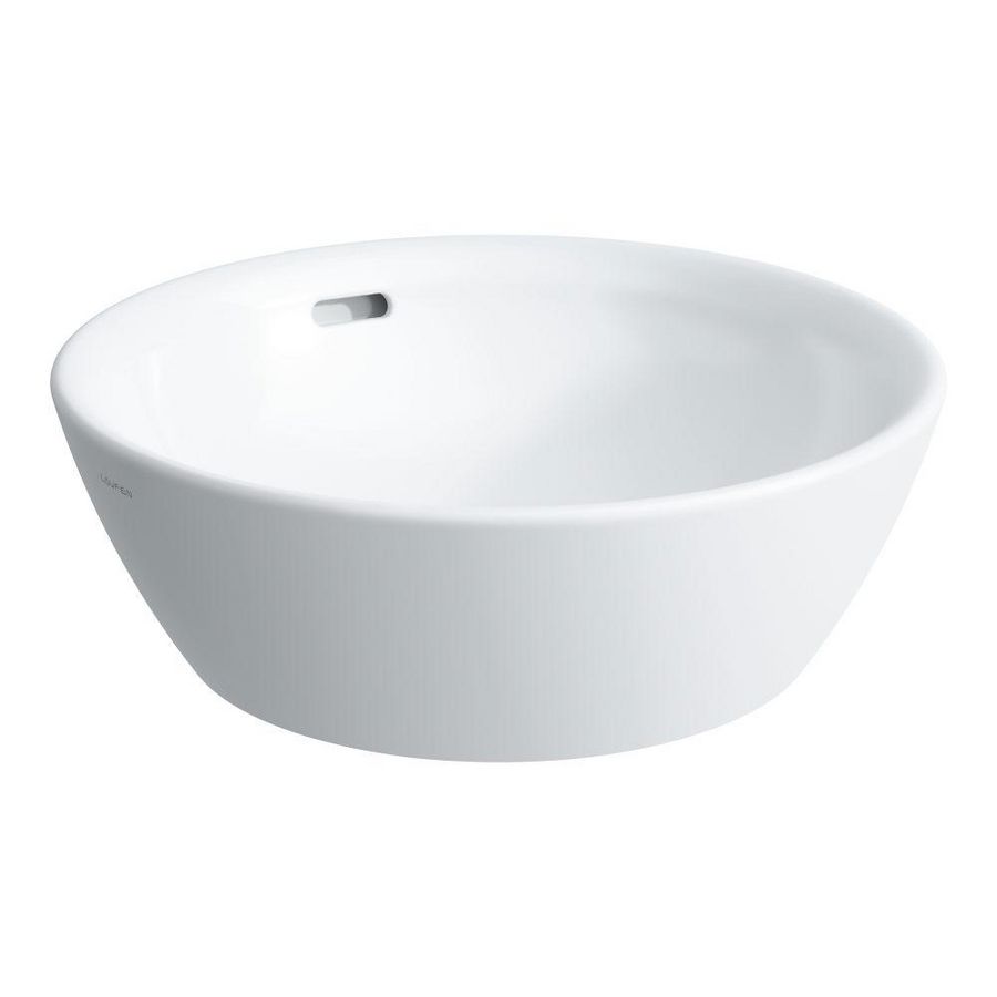 Wask. 420x420mm z. kraangat met overloop gesl.onderzijde lcc-wit