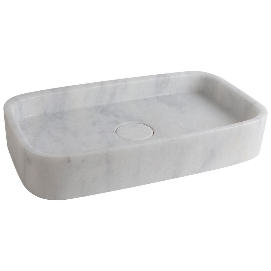 Waskom 58x35cm marmer matwit