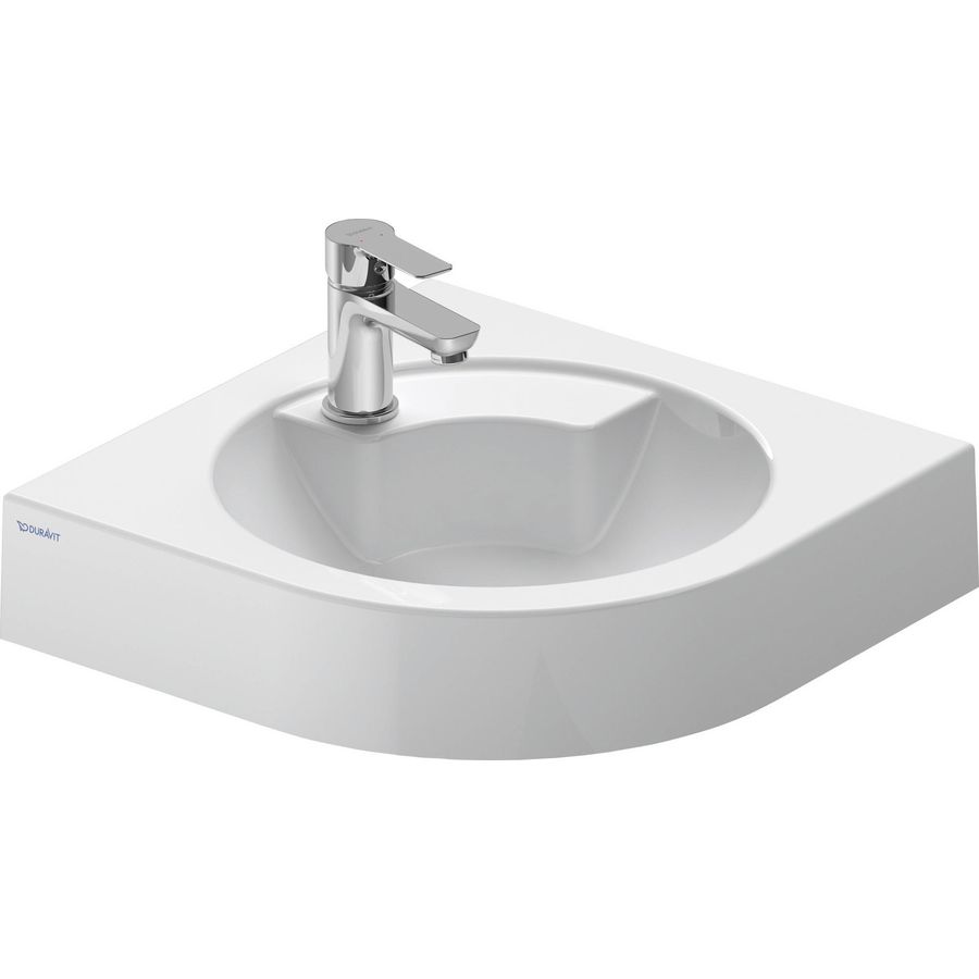 ARCHITEC #044845 hoekfontein 635mm wit met kraangat positie zeepdispenser: rechts (voorgestoken)