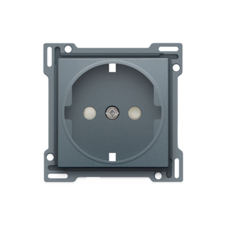 Afwerkingsset stopcontact randaarde/besch.afsl. blue grey