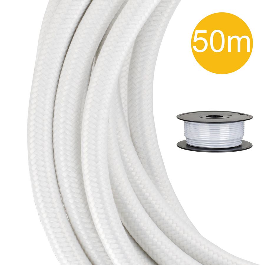 Lengte a 50m. Textielsnoer 2C 2x0,75mm² wit