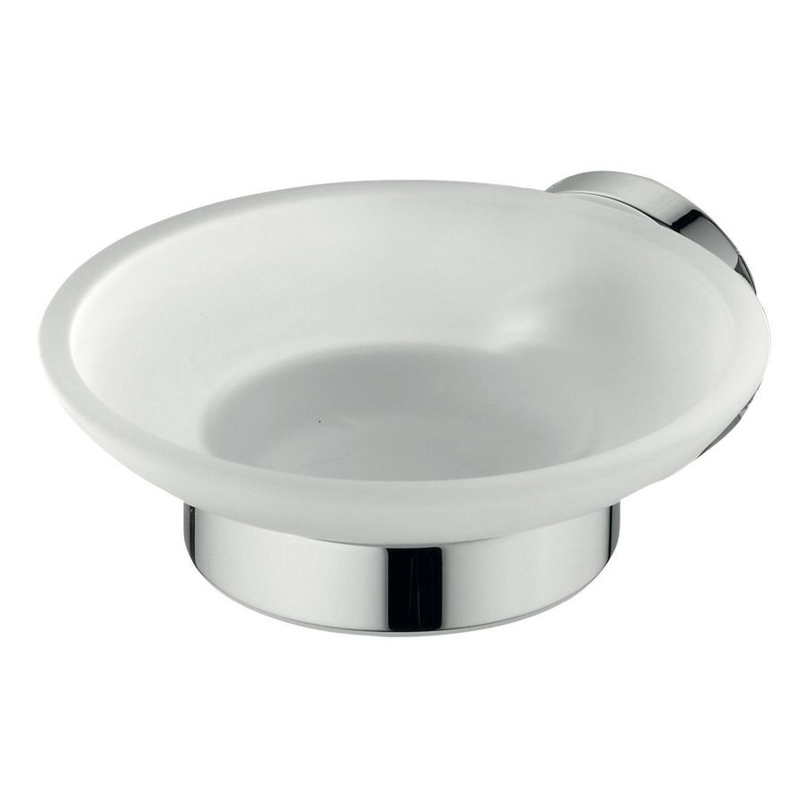 IOM zeepschaal mat glas met houder chroom