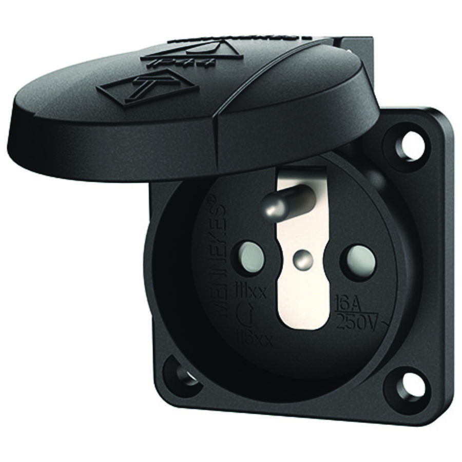 Inbouwwandcontactdoos 16A 2P+A 230V IP44 KI BE zwart