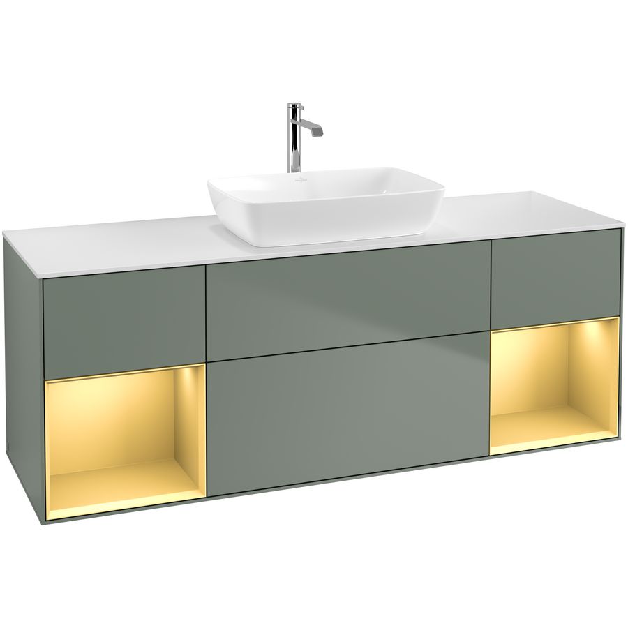 Wastafelonderkast Finion 1600x603x501mm Olive Matt Lacquer F861HFGM