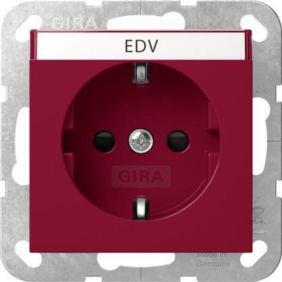 wandcontactdoos met randaarde TK + Safety Plus System 55 rood
