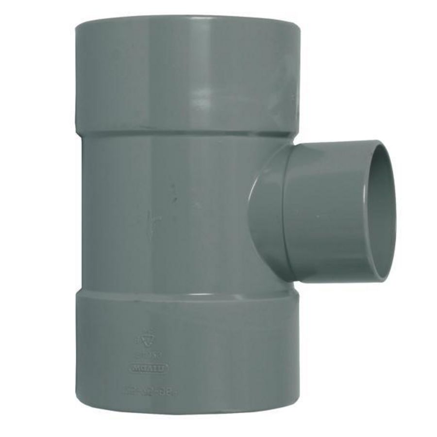 Wadal PVC lijm T-stuk verlopend 88° 110x50mm grijs 3x mof