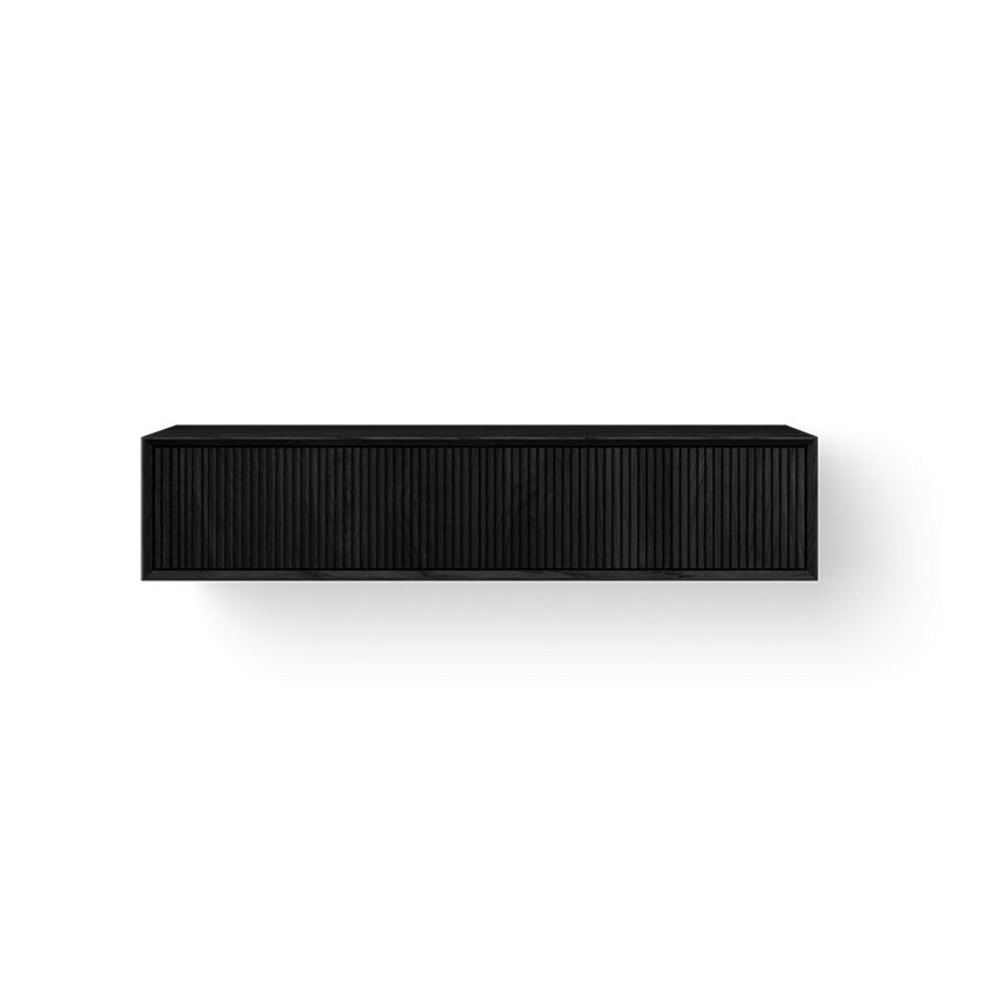 Wastafelonderkast Wood Facet Stripes 140cm 2x la eiken black