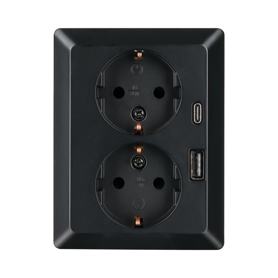 W.contactdoos Half Opb.2-voudig RA USB A + USB C  VVE=20