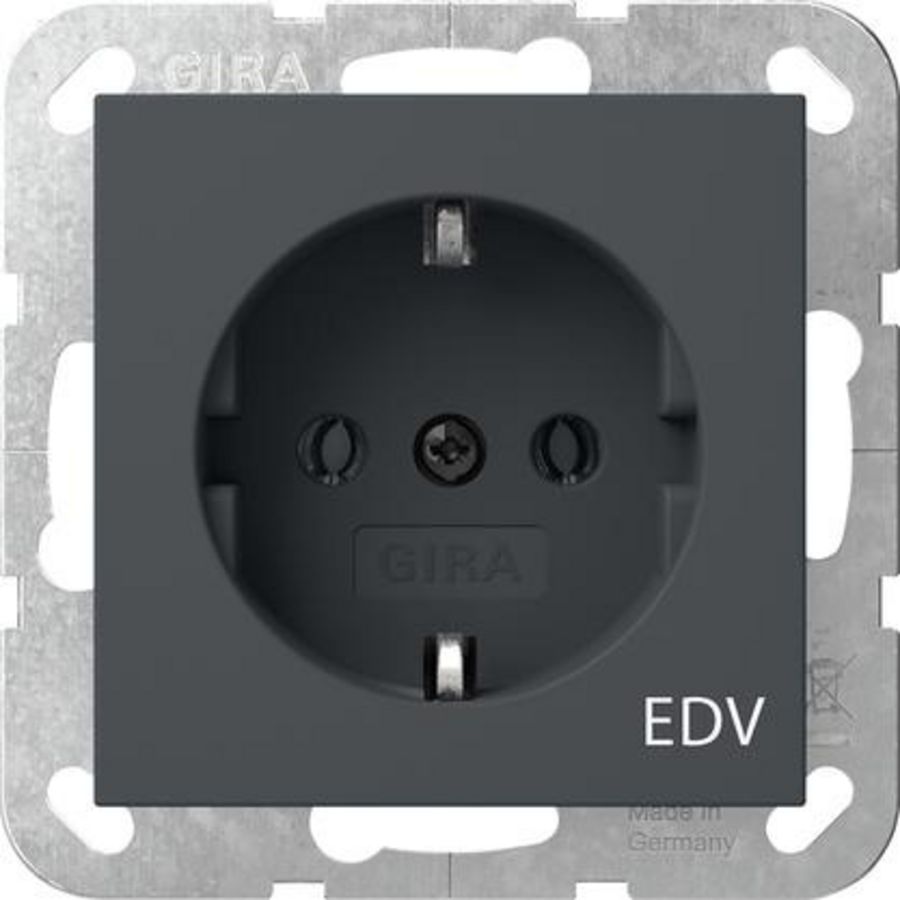 wandcontactdoos met randaarde opdr.EDV System 55 antraciet