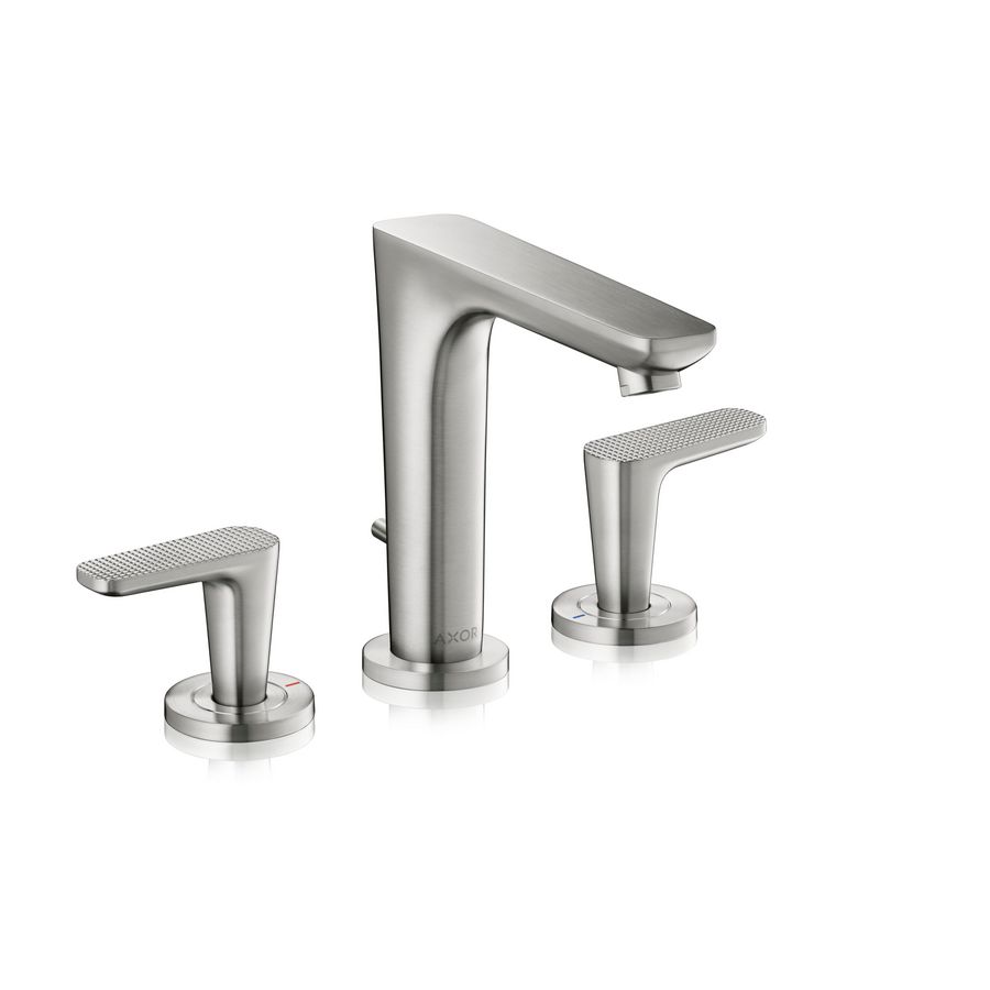 3-gats wastafelkraan 125 incl. waste-inrichting Cubic Cut greep brushed nickel Citterio-C