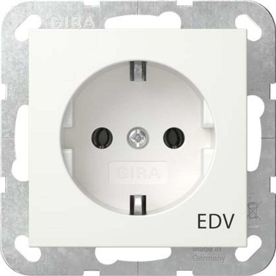 wandcontactdoos met randaarde opdr.EDV System 55 zuiver wit m