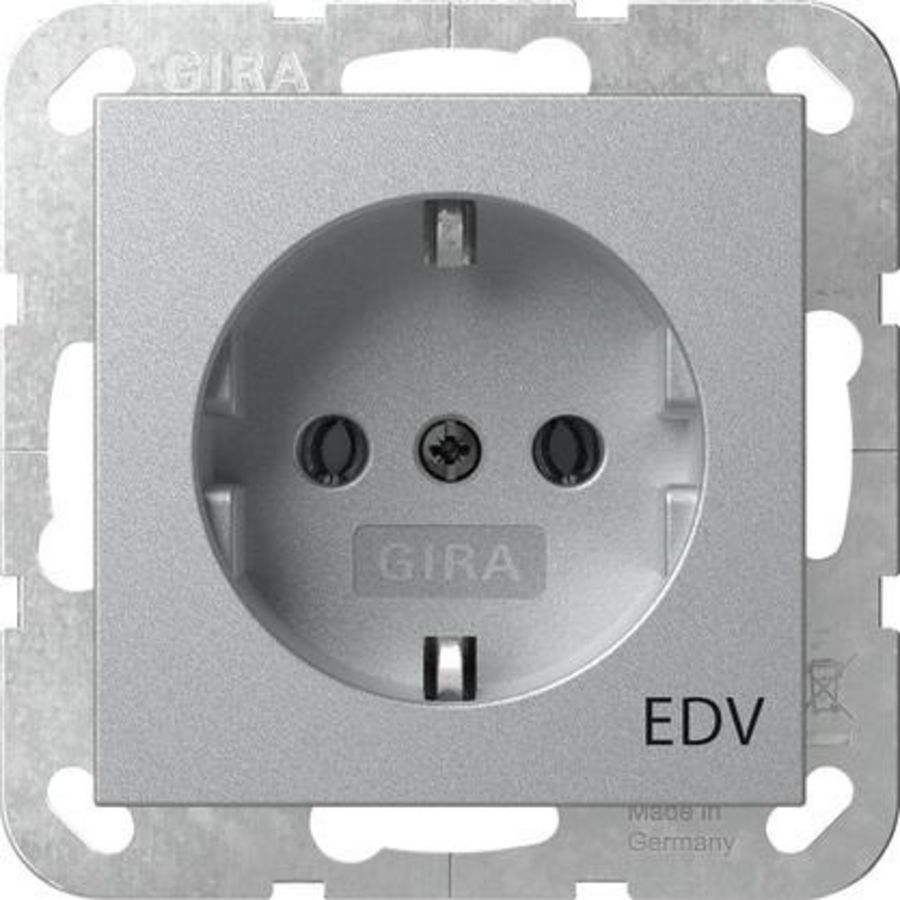 wandcontactdoos met randaarde opdr.EDV System 55 kl.alum.