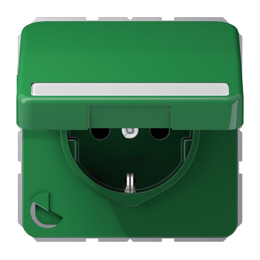 Wandcontactdoos groen m.R/A klapdeks.&tekstvast CD500