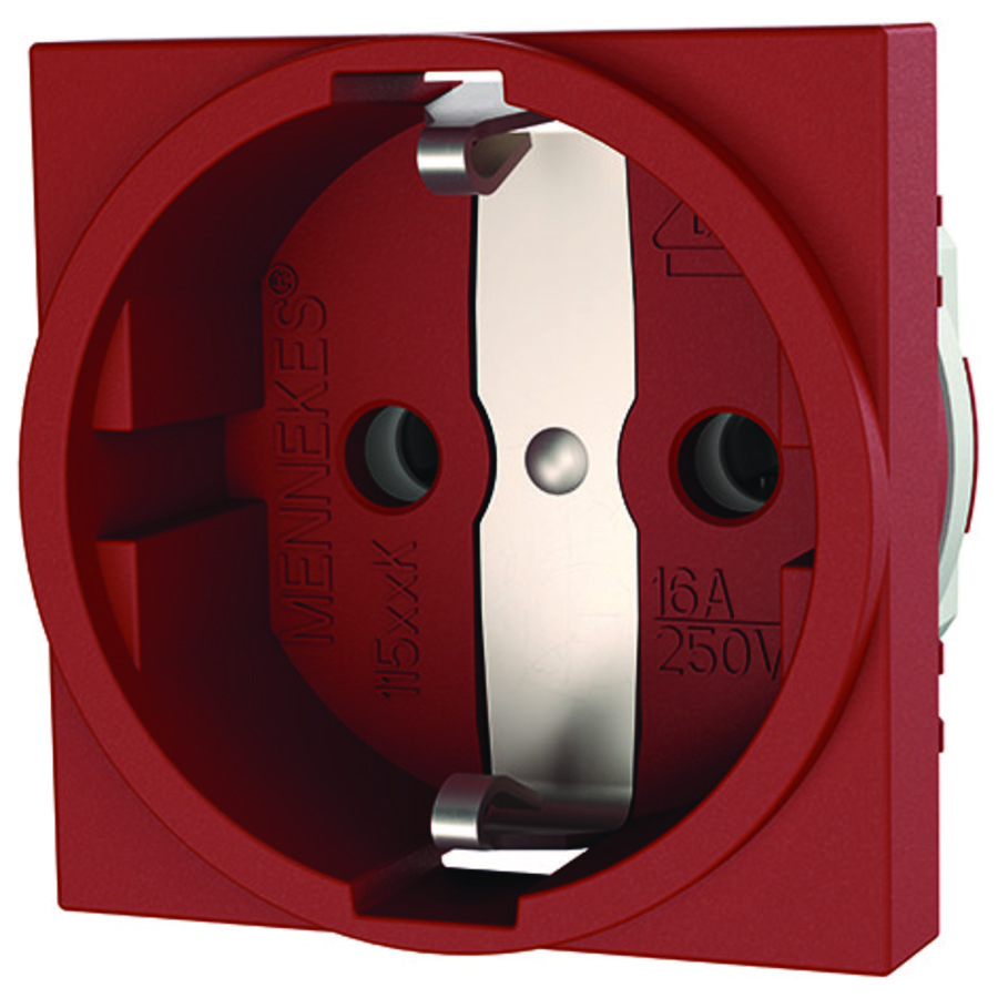 Inbouwwandcontactdoos 16A 2P+A 230V IP20 SCHUKO rood