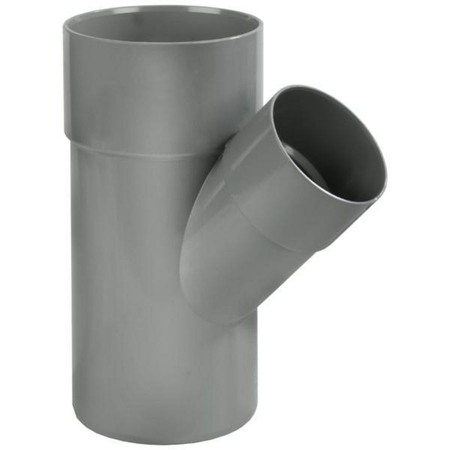 Wadal PVC lijm T-stuk verlopend 45° 110x50mm grijs mof/spie