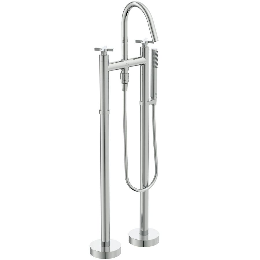 vrijstaande badmengkraan 2-greeps kruisgrepen opb.d chroom BD