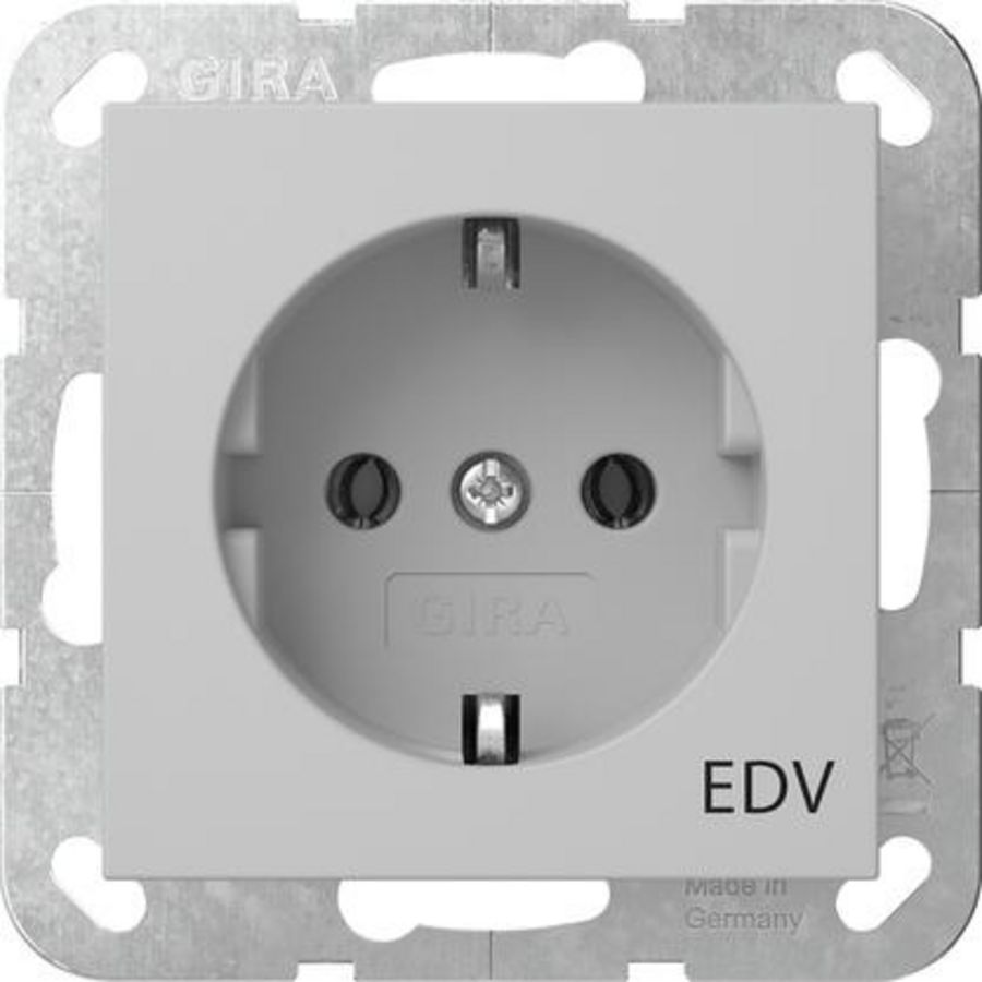 wandcontactdoos met randaarde opdr.EDV System 55 grijs m