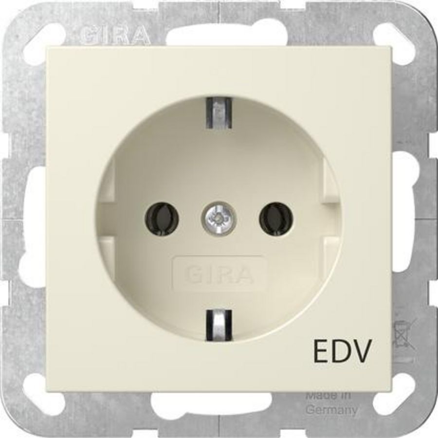 wandcontactdoos met randaarde opdr.EDV System 55 creme wit