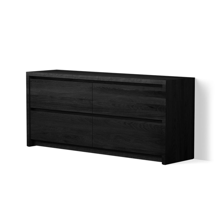 Wooden U-Floor 150 x 46 x 78 cm 4 lades massief eiken black