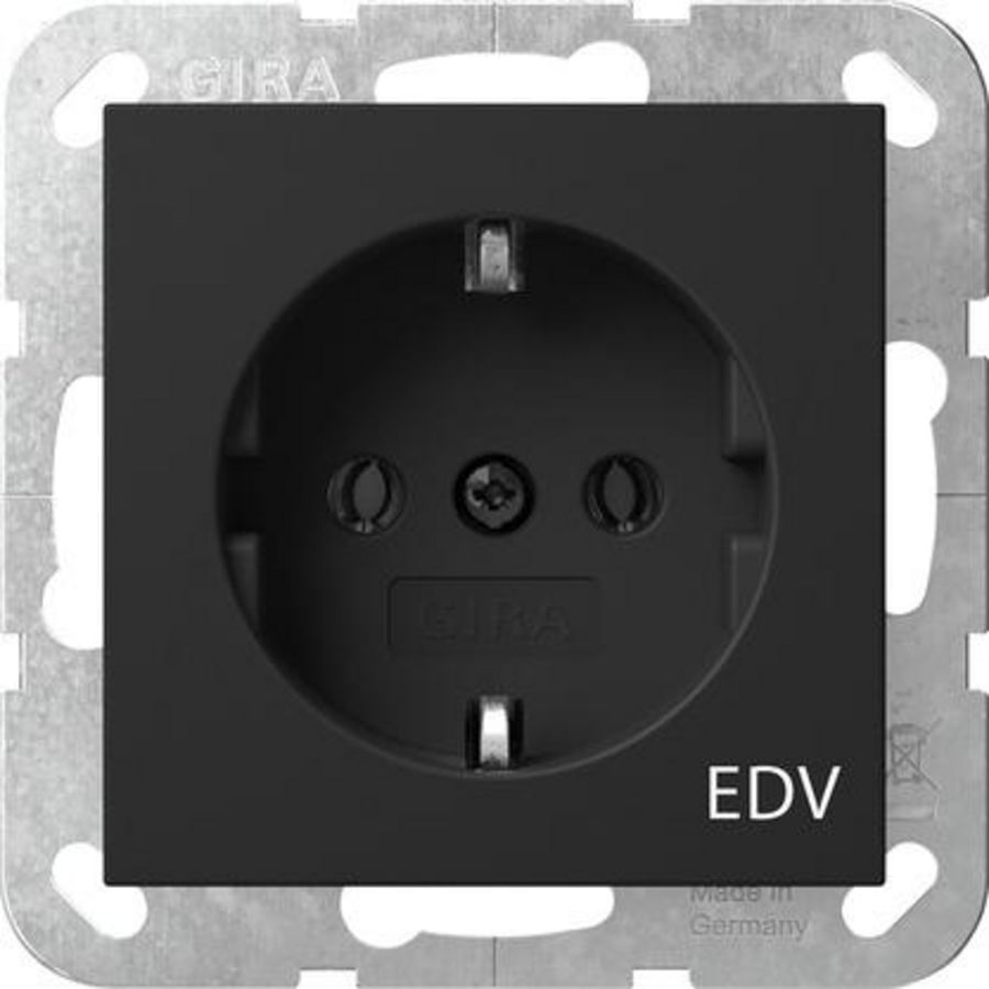 wandcontactdoos met randaarde opdr.EDV System 55 zwart m
