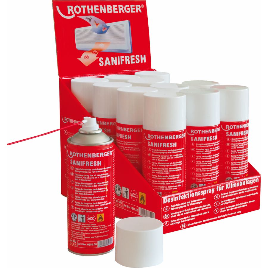 Reinigingsspray Sanifresh tbv airco-verdampers (desinfecterende + desodoriserende)