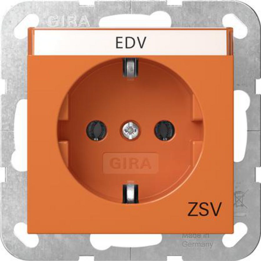 wandcontactdoos met randaarde TK opdr.ZSV System 55 oranje