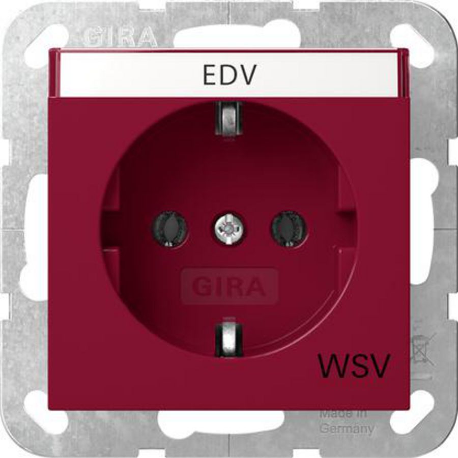 wandcontactdoos met randaarde TK opdr.WSV System 55 rood